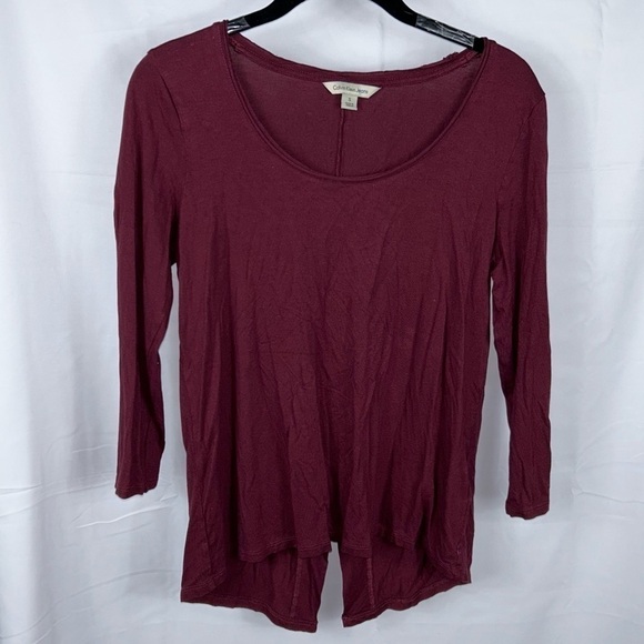 Calvin Klein Jeans Shirt Quarter Sleeve Scoop Crew Neck Slit Back Pullover Top - Picture 2 of 8